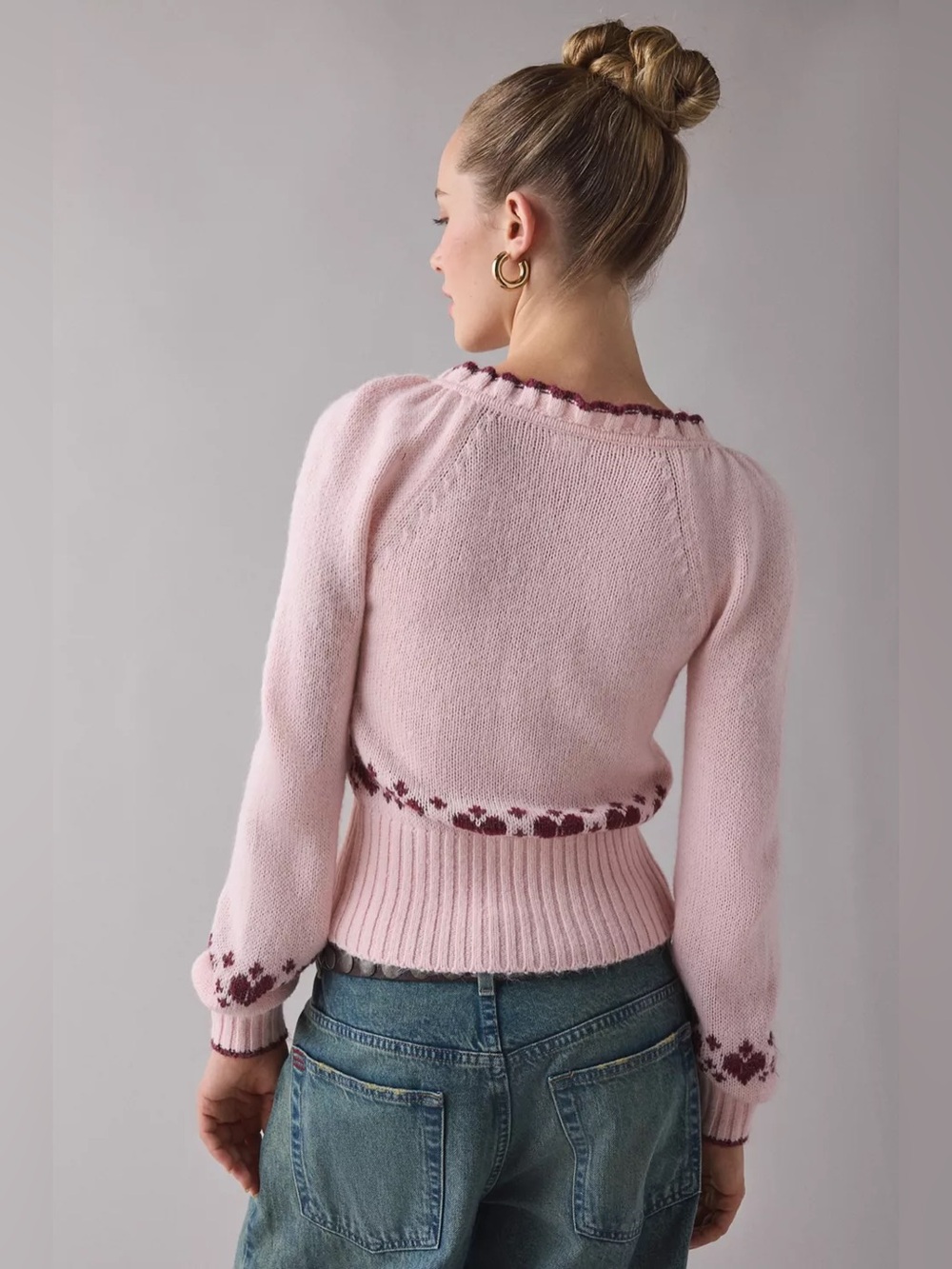 Urban Outfitters Kimchi Blue Alice Femme Fair Isle Cropped Cardigan XS NWOT - Picture 3 of 13
